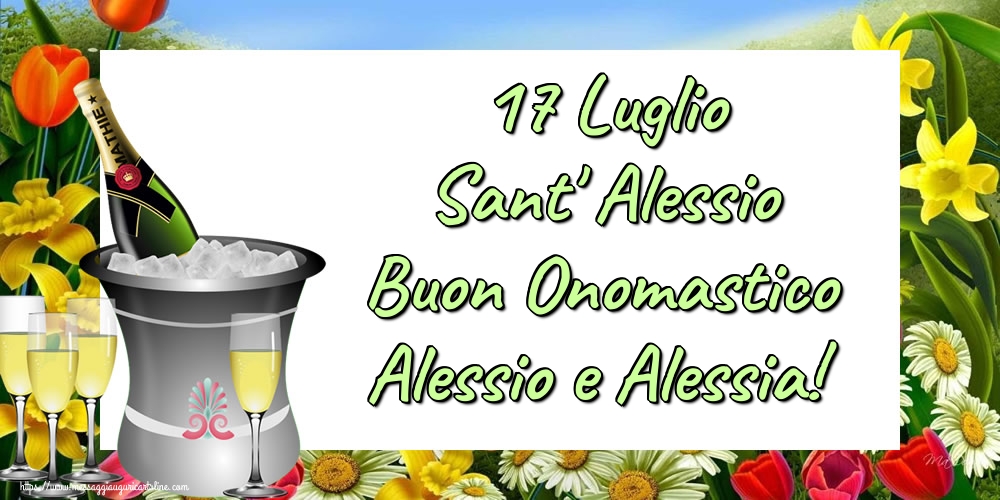 Cartoline di Sant' Alessio - 17 Luglio Sant' Alessio Buon Onomastico Alessio e Alessia! - messaggiauguricartoline.com