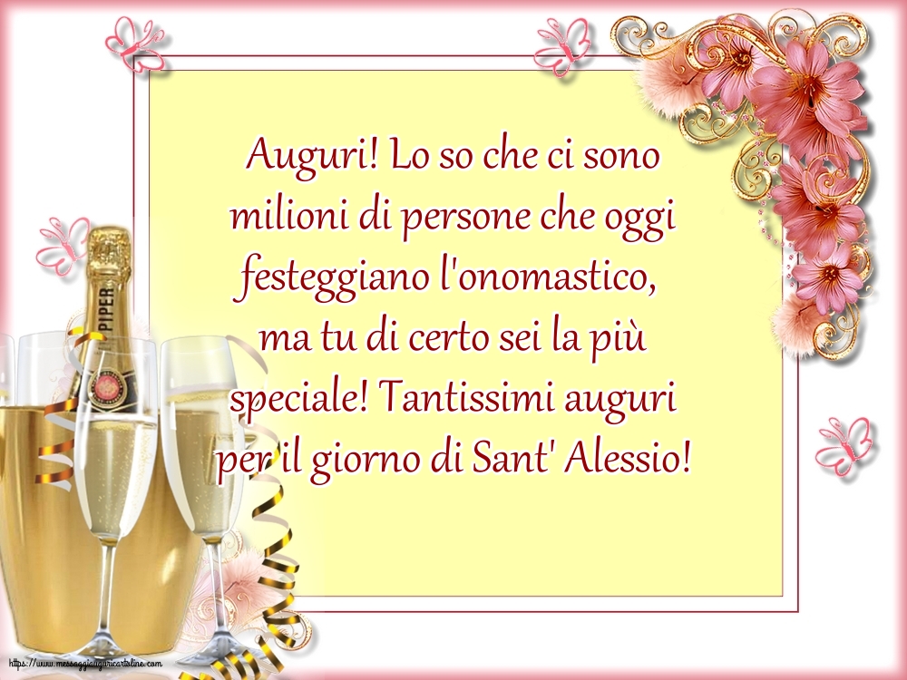 Cartoline di Sant' Alessio - Tantissimi auguri per il giorno di Sant' Alessio! - messaggiauguricartoline.com