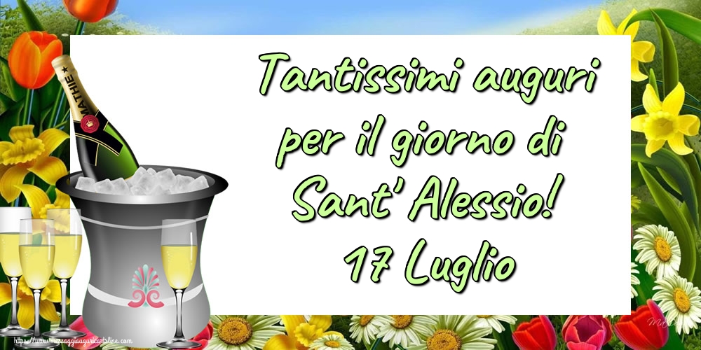 Cartoline di Sant' Alessio - Tantissimi auguri per il giorno di Sant' Alessio! 17 Luglio - messaggiauguricartoline.com