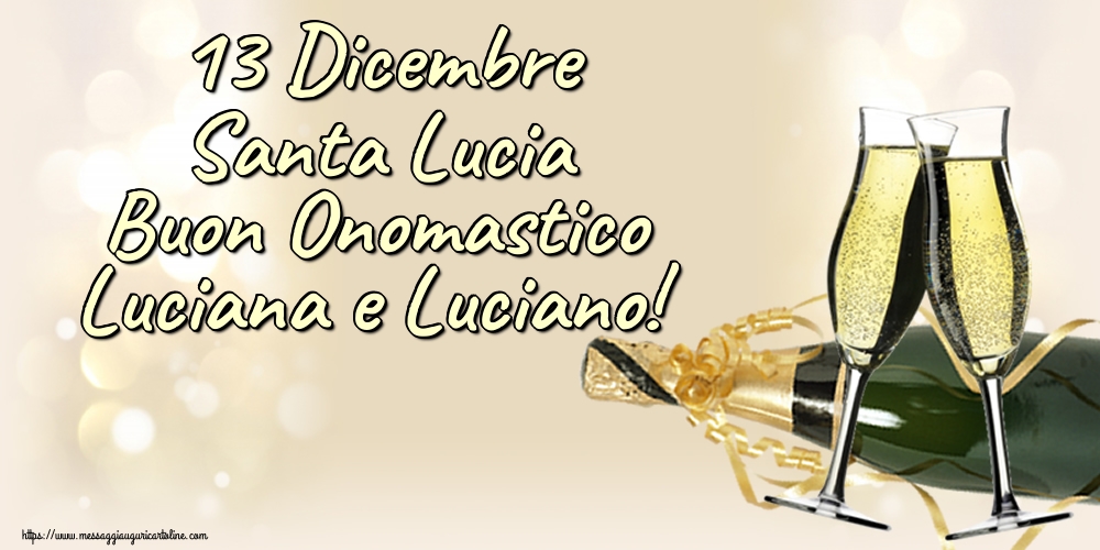 Cartoline di Santa Lucia - 13 Dicembre Santa Lucia Buon Onomastico Luciana e Luciano! - messaggiauguricartoline.com