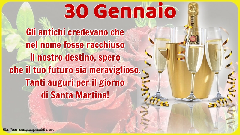 Cartoline di Santa Martina - 30 Gennaio - Tanti auguri per il giorno di Santa Martina! - messaggiauguricartoline.com