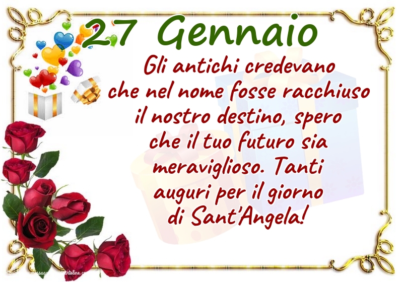 Cartoline di Sant' Angela - 27 Gennaio - Tanti auguri per il giorno di Sant'Angela! - messaggiauguricartoline.com