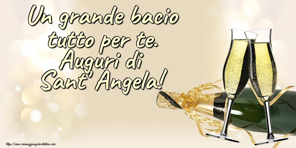 Cartoline di Sant' Angela - Un grande bacio tutto per te. Auguri di Sant' Angela! - messaggiauguricartoline.com