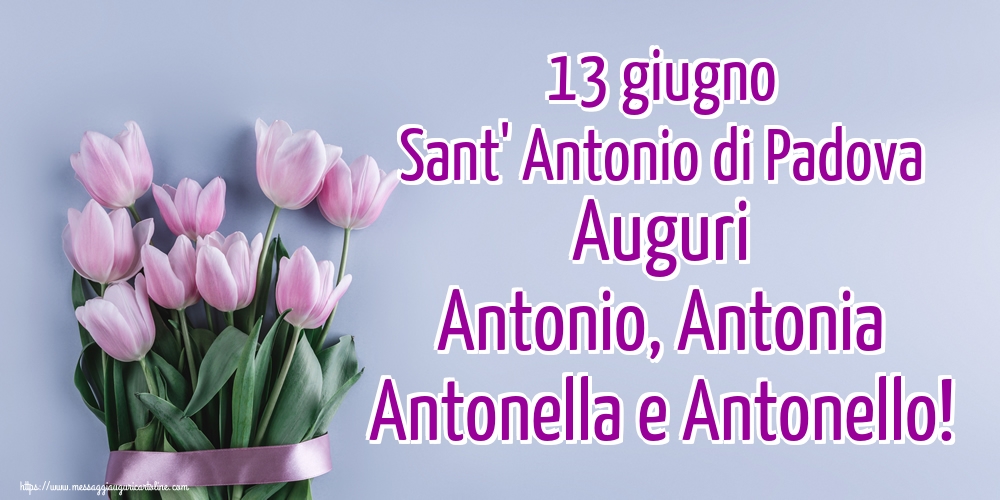13 giugno Sant' Antonio di Padova Auguri Antonio, Antonia Antonella e Antonello!