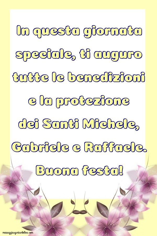 Cartoline di Santi Michele, Gabriele e Raffaele - Santi Michele, Gabriele e Raffaele. Buona festa! - messaggiauguricartoline.com