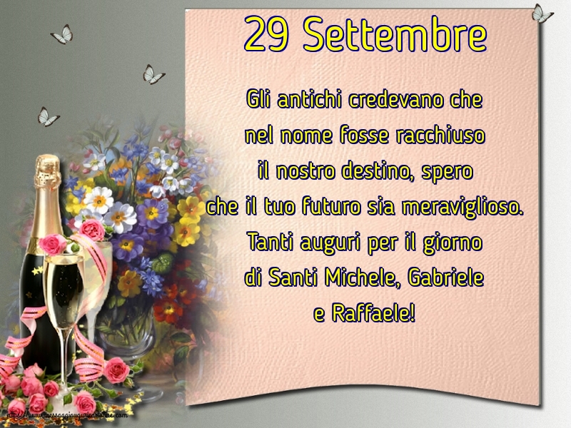 Santi Michele, Gabriele e Raffaele 29 Settembre - 29 Settembre - Tanti auguri per il giorno di Santi Michele, Gabriele e Raffaele!