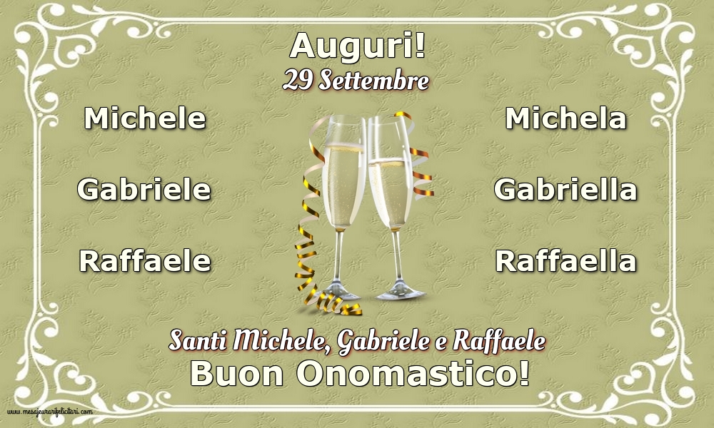 29 Settembre - Santi Michele, Gabriele e Raffaele