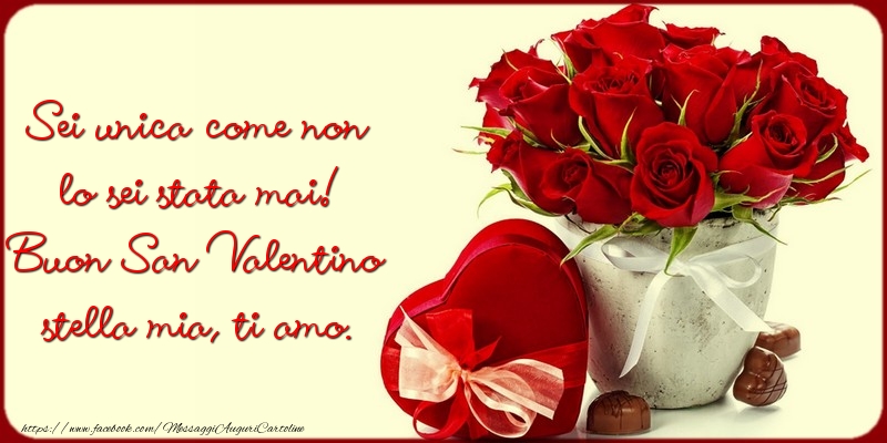 Cartoline di San Valentino - Buon San Valentino stella mia, ti amo. - messaggiauguricartoline.com