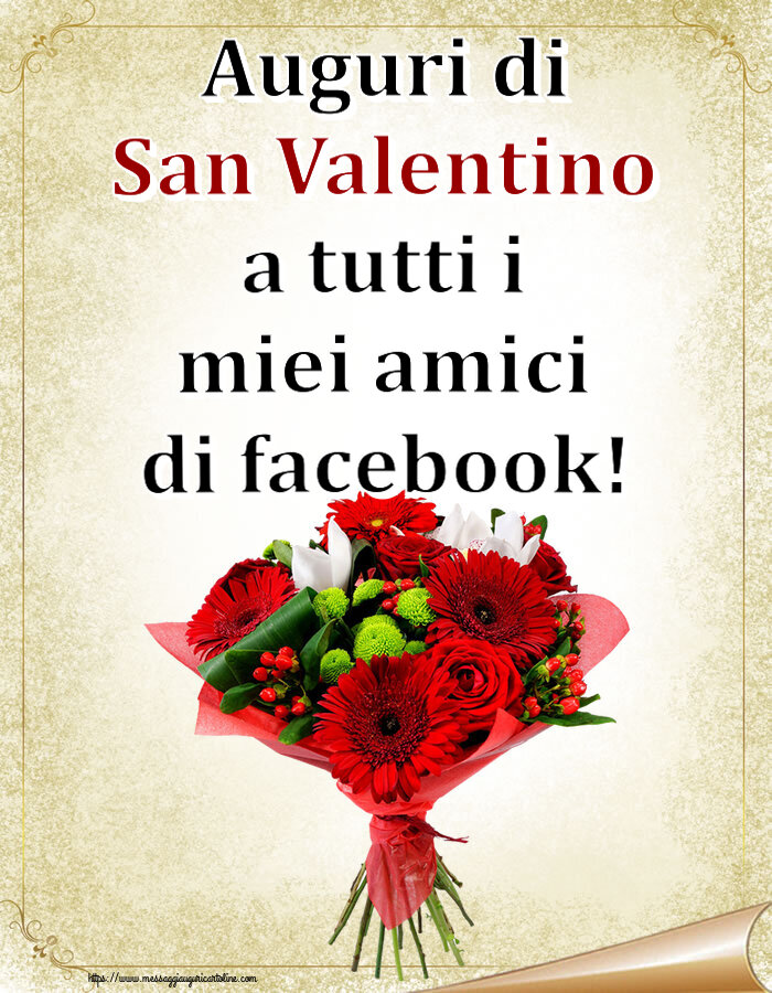 Cartoline di San Valentino - Auguri di San Valentino a tutti i miei amici di facebook! ~ bouquet di gerbere - messaggiauguricartoline.com