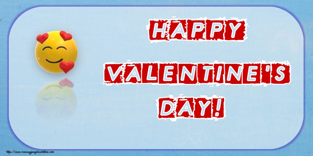 Cartoline di San Valentino - Happy Valentine's Day! ~ emoticon amore con cuori - messaggiauguricartoline.com