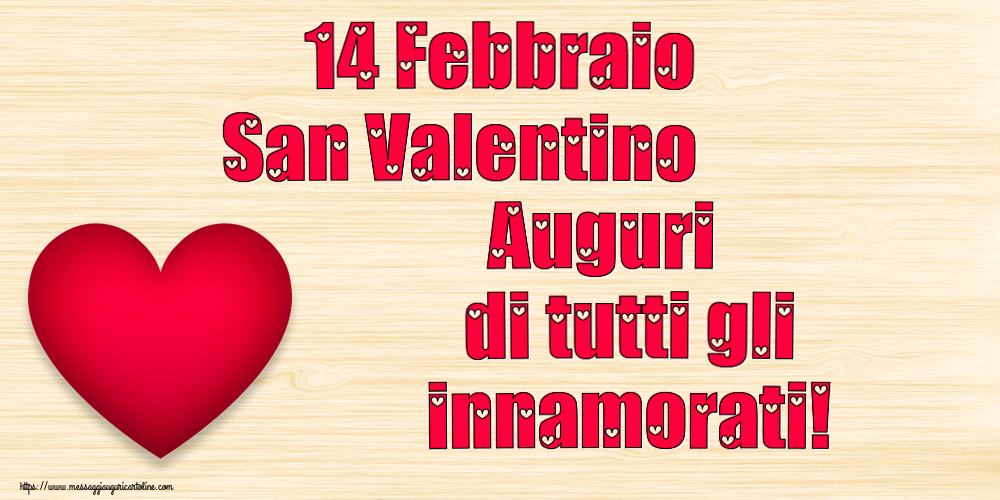 Cartoline di San Valentino - 14 Febbraio San Valentino Auguri di tutti gli innamorati! ~ cuore rosso - messaggiauguricartoline.com