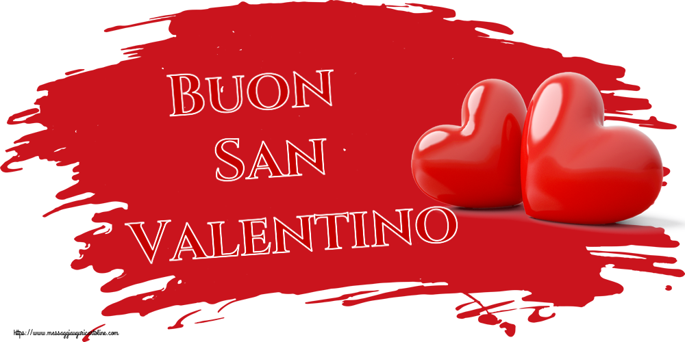 Cartoline di San Valentino - Buon San Valentino ~ 2 cuori - messaggiauguricartoline.com