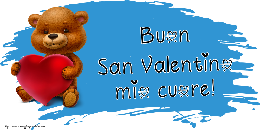 Cartoline di San Valentino - Buon San Valentino mio cuore! ~ orso con un cuore - messaggiauguricartoline.com