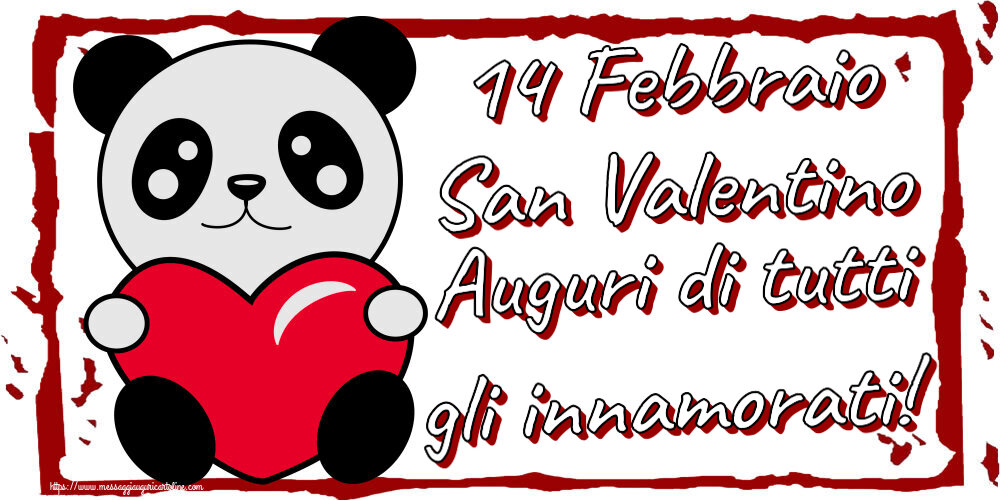 Cartoline di San Valentino - 14 Febbraio San Valentino Auguri di tutti gli innamorati! ~ orsacchiotto con cuore - messaggiauguricartoline.com
