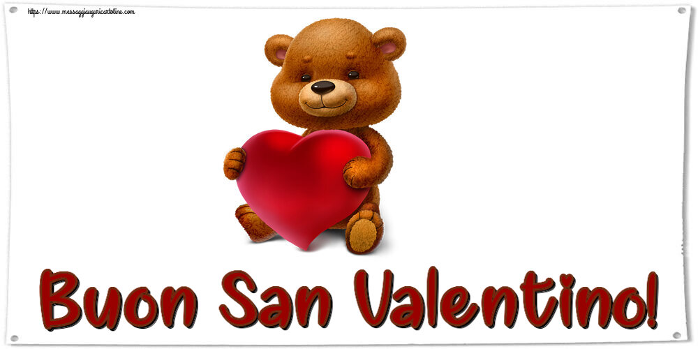 Cartoline di San Valentino - Buon San Valentino! ~ orso con un cuore - messaggiauguricartoline.com