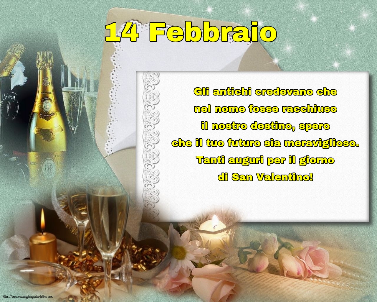 Cartoline di San Valentino - 14 Febbraio - 14 Febbraio - Tanti auguri per il giorno di San Valentino! - messaggiauguricartoline.com
