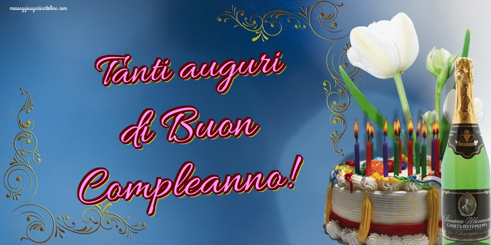 Il più popolari cartoline animate di compleanno con champagne - Tanti auguri di Buon Compleanno!