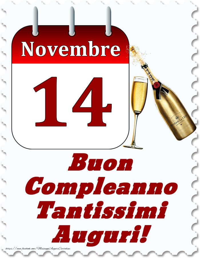 Cartoline di 14 Novembre - Novembre 14 Buon Compleanno Tantissimi Auguri!