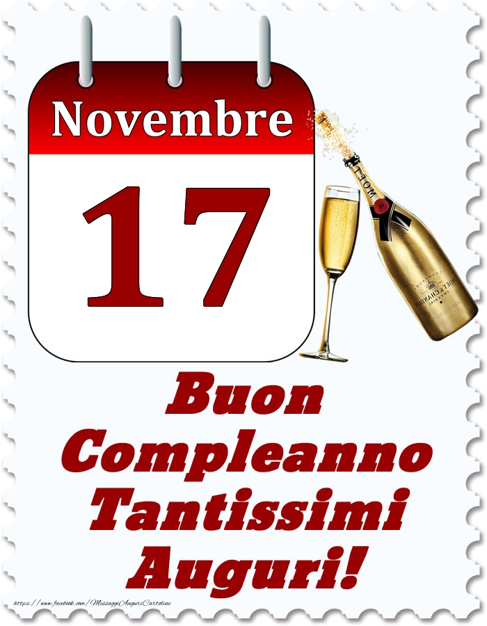 Cartoline di 17 Novembre - Novembre 17 Buon Compleanno Tantissimi Auguri!