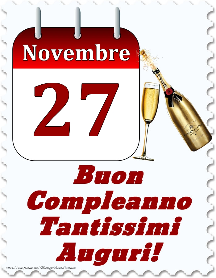 Cartoline di 27 Novembre - Novembre 27 Buon Compleanno Tantissimi Auguri!