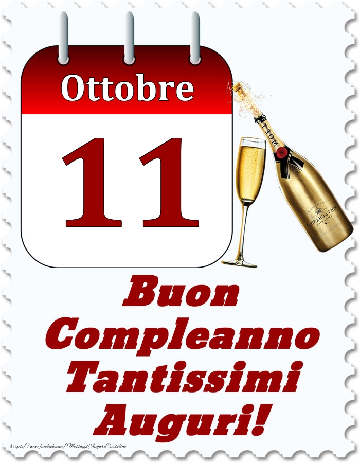 Cartoline di 11 Ottobre - Ottobre 11 Buon Compleanno Tantissimi Auguri!
