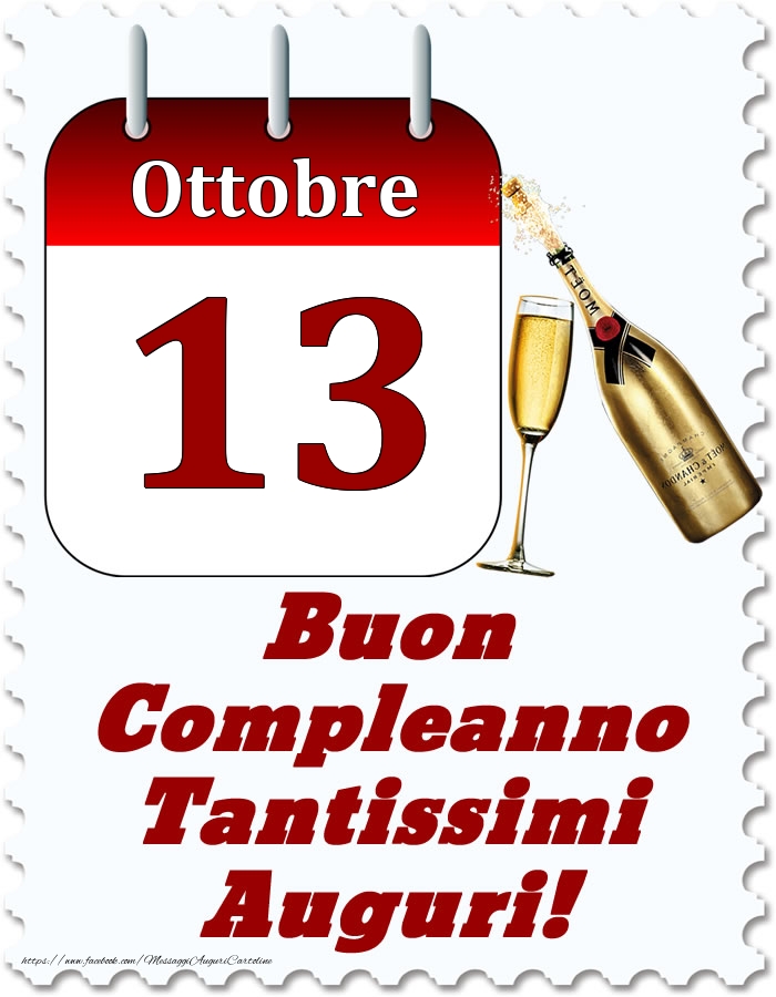 Cartoline di 13 Ottobre - Ottobre 13 Buon Compleanno Tantissimi Auguri!