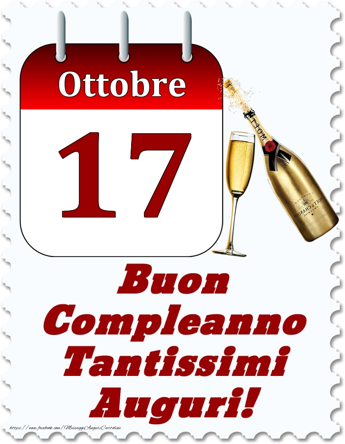Cartoline di 17 Ottobre - Ottobre 17 Buon Compleanno Tantissimi Auguri!
