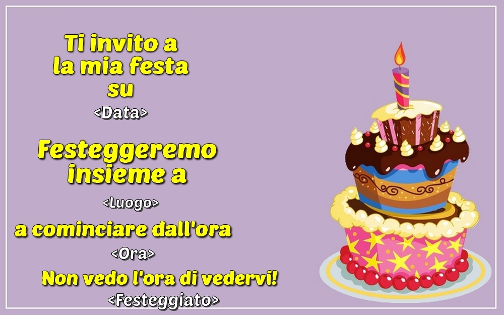 Invito con torta - Inviti di compleanno personalizzate