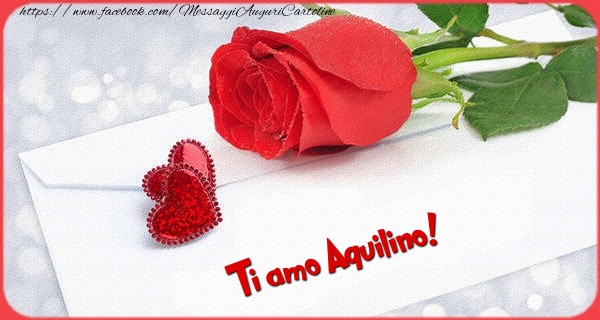 Cartoline d'amore - Cuore & Rose | Ti amo  Aquilino!
