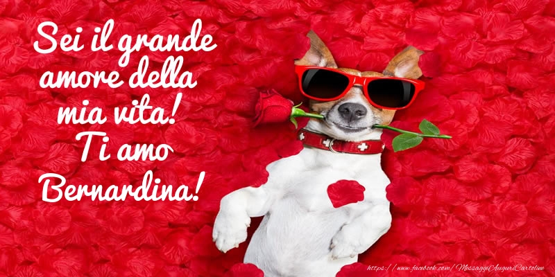 Cartoline d'amore - Animali & Rose | Sei il grande amore della mia vita! Ti amo Bernardina!