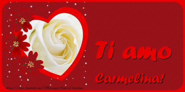 Cartoline d'amore - Cuore & Fiori & 1 Foto & Cornice Foto | Ti amo Carmelina