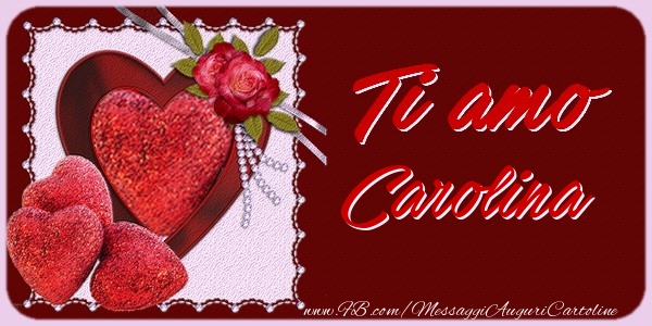  Cartoline d'amore - Cuore & Fiori & 1 Foto & Cornice Foto | Ti amo Carolina