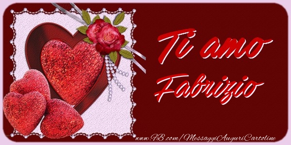 Cartoline d'amore - Cuore & Fiori & 1 Foto & Cornice Foto | Ti amo Fabrizio