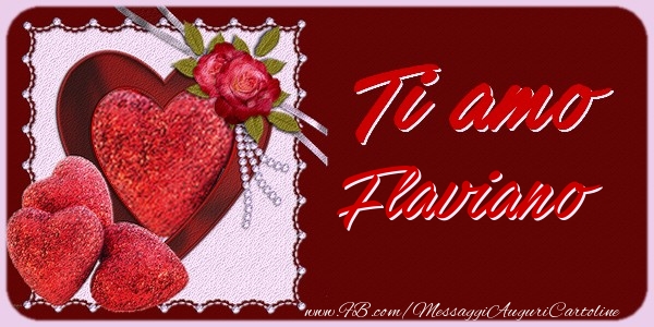 Cartoline d'amore - Cuore & Fiori & 1 Foto & Cornice Foto | Ti amo Flaviano