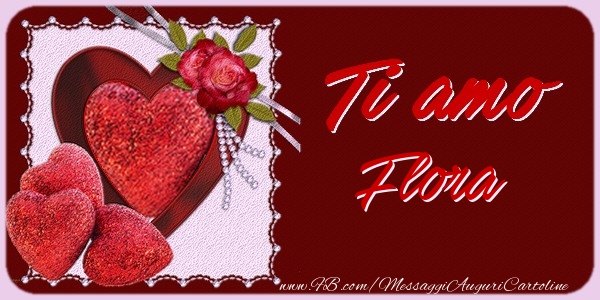 Cartoline d'amore - Cuore & Fiori & 1 Foto & Cornice Foto | Ti amo Flora