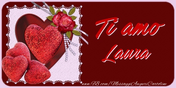  Cartoline d'amore - Cuore & Fiori & 1 Foto & Cornice Foto | Ti amo Laura