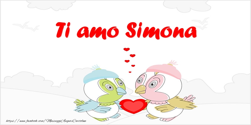 Cartoline d'amore - Animali & Cuore | Ti amo Simona