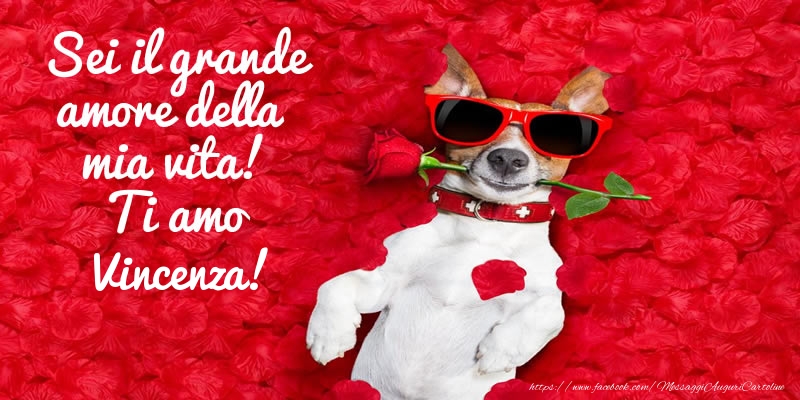 Cartoline d'amore - Animali & Rose | Sei il grande amore della mia vita! Ti amo Vincenza!