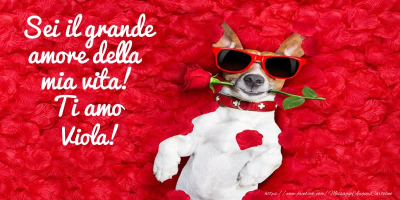 Cartoline d'amore - Animali & Rose | Sei il grande amore della mia vita! Ti amo Viola!