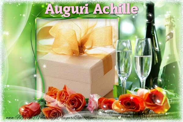 Cartoline di auguri - Champagne & Rose & 1 Foto & Cornice Foto | Auguri Achille