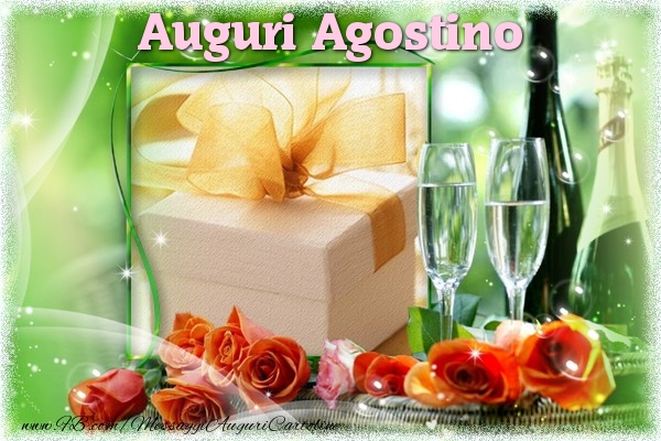 Cartoline di auguri - Champagne & Rose & 1 Foto & Cornice Foto | Auguri Agostino