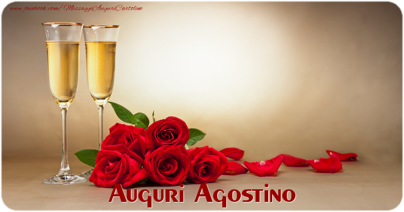 Cartoline di auguri - Champagne & Rose & 1 Foto & Cornice Foto | Auguri Agostino
