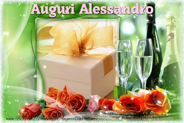 Cartoline di auguri - Champagne & Rose & 1 Foto & Cornice Foto | Auguri Alessandro