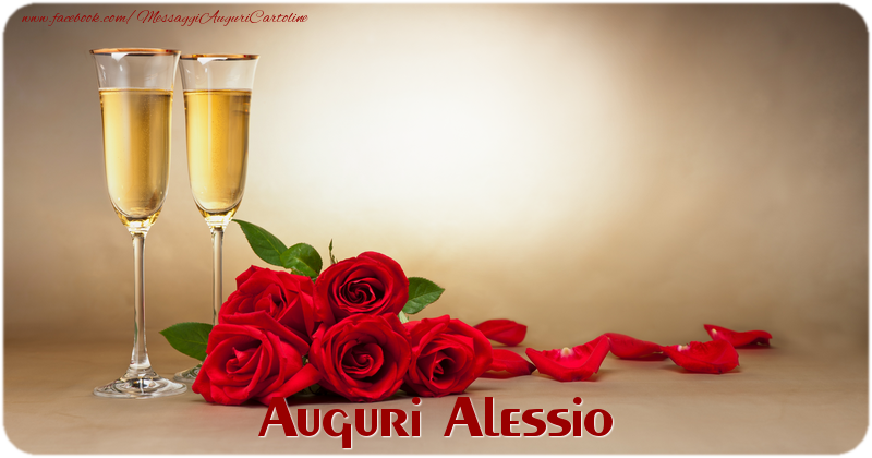Cartoline di auguri - Champagne & Rose & 1 Foto & Cornice Foto | Auguri Alessio