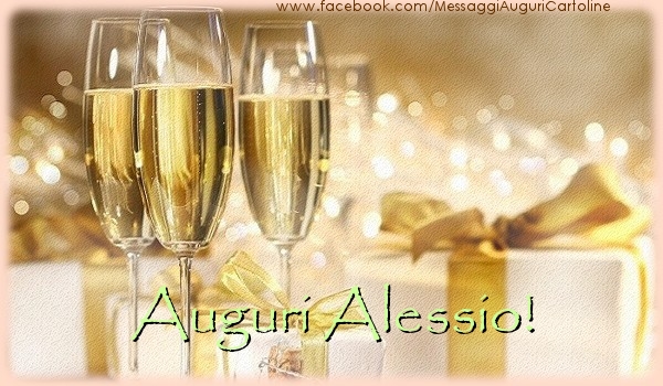 Cartoline di auguri - Champagne & Regalo | Auguri Alessio!