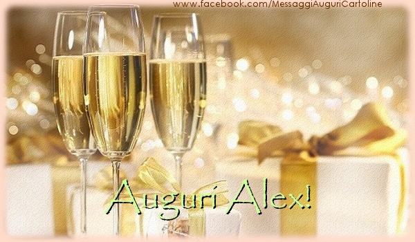 Cartoline di auguri - Champagne & Regalo | Auguri Alex!