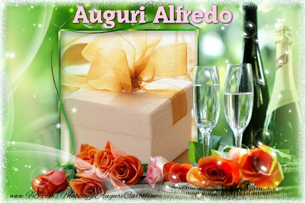 Cartoline di auguri - Champagne & Rose & 1 Foto & Cornice Foto | Auguri Alfredo
