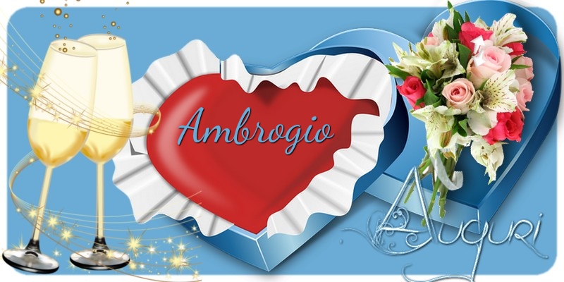 Cartoline di auguri - Champagne & Fiori & Regalo | Auguri, Ambrogio!