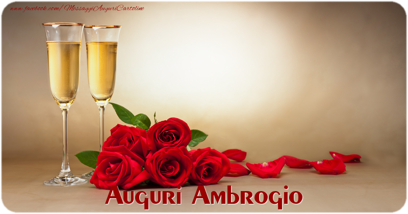 Cartoline di auguri - Champagne & Rose & 1 Foto & Cornice Foto | Auguri Ambrogio