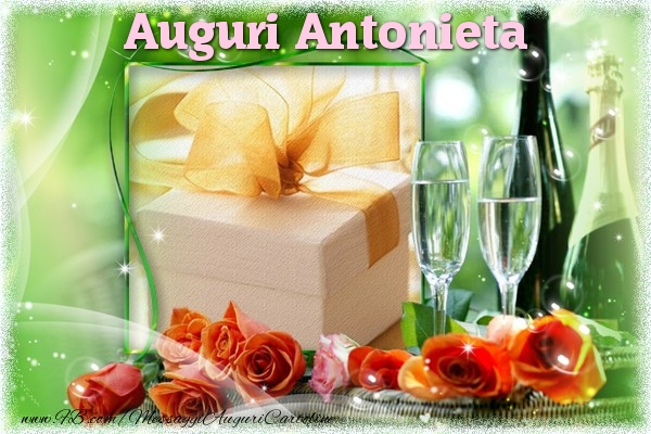 Cartoline di auguri - Champagne & Rose & 1 Foto & Cornice Foto | Auguri Antonieta